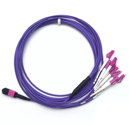 0.5m Female MTP To 4 X LC Multimode OM4 8 Cores 50/125µm Purple Breakout Cable